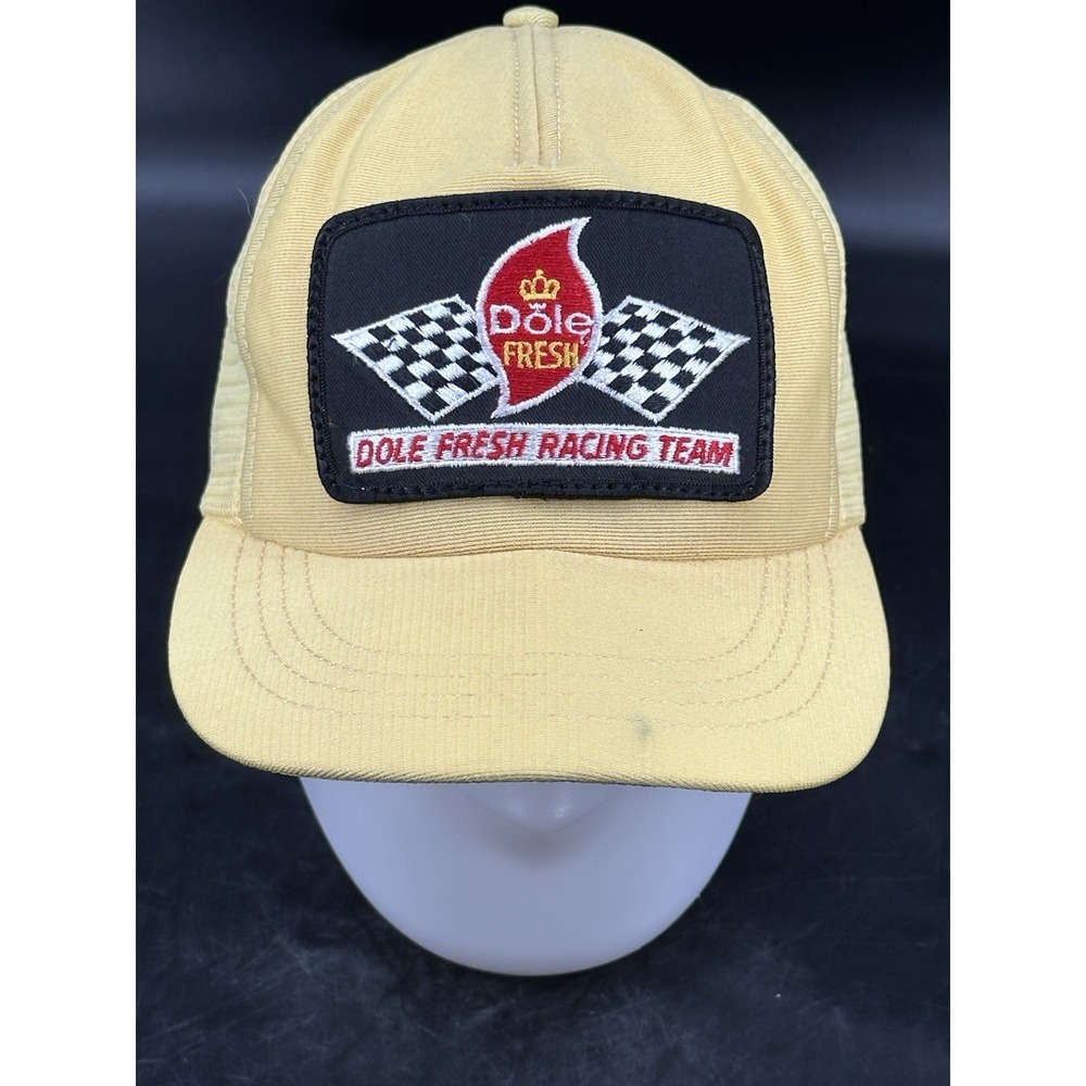 Vintage Dole Fresh Racing Team NASCAR Pit Crew SnapBack Adjustable Hat Yellow‎
